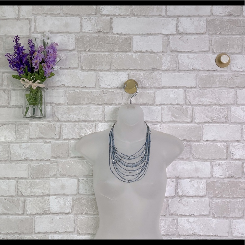 Erica Lyons Blue Beaded Statement Necklace